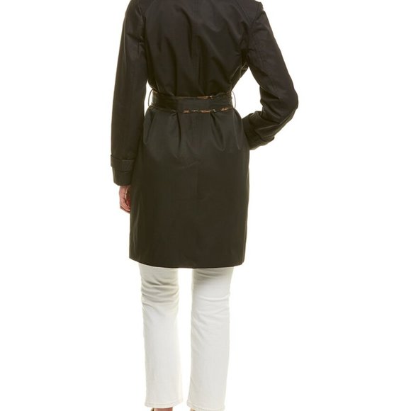 NWT Tahari Maggie Black Trench Coat with Leopard detail size Small. - Picture 14 of 14